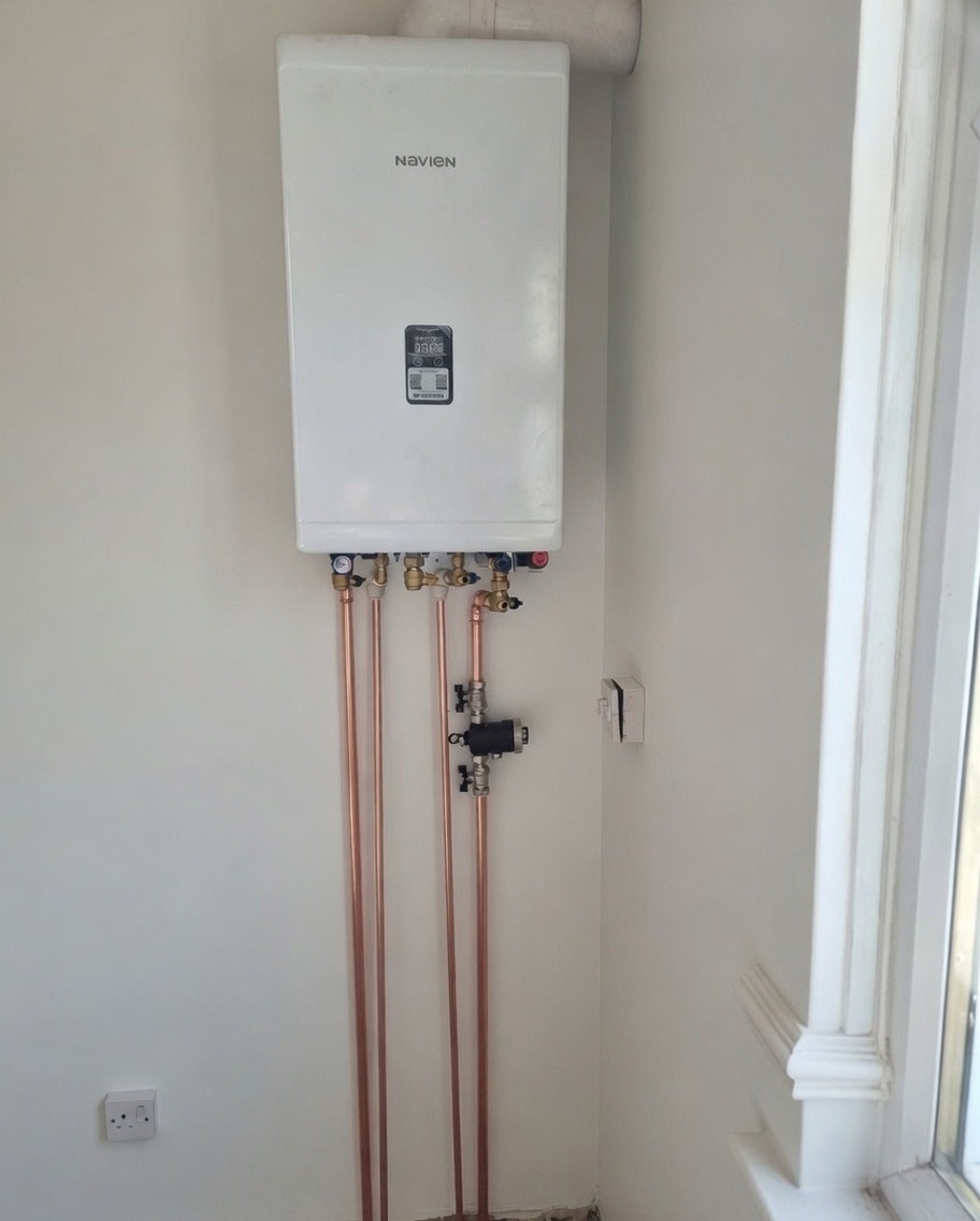 Navien combi boiler with copper pipework